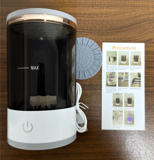 BrushiClean™ makeup brush cleaning device in use 01