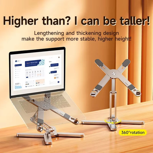 Laptop Stand with 360 Rotating Base Computer Notebook Laptop Riser Metal Holder for Desk Collaborative Work Fits All Macbook.