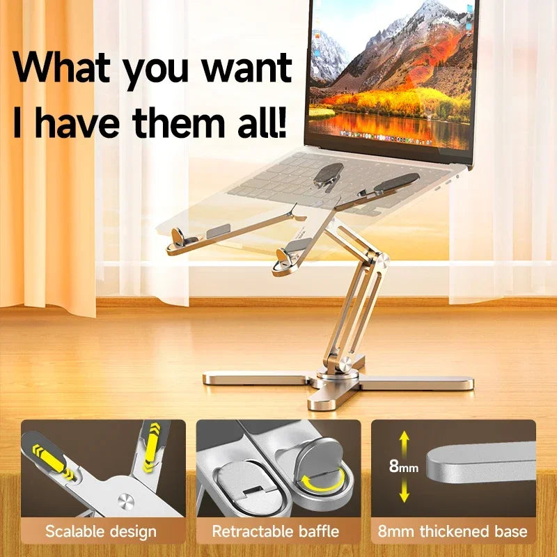 Laptop Stand with 360 Rotating Base Computer Notebook Laptop Riser Metal Holder for Desk Collaborative Work Fits All Macbook.