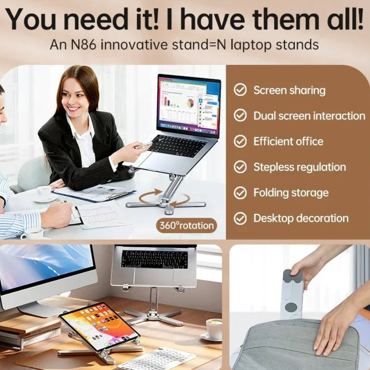 Laptop Stand with 360 Rotating Base Computer Notebook Laptop Riser Metal Holder for Desk Collaborative Work Fits All Macbook..