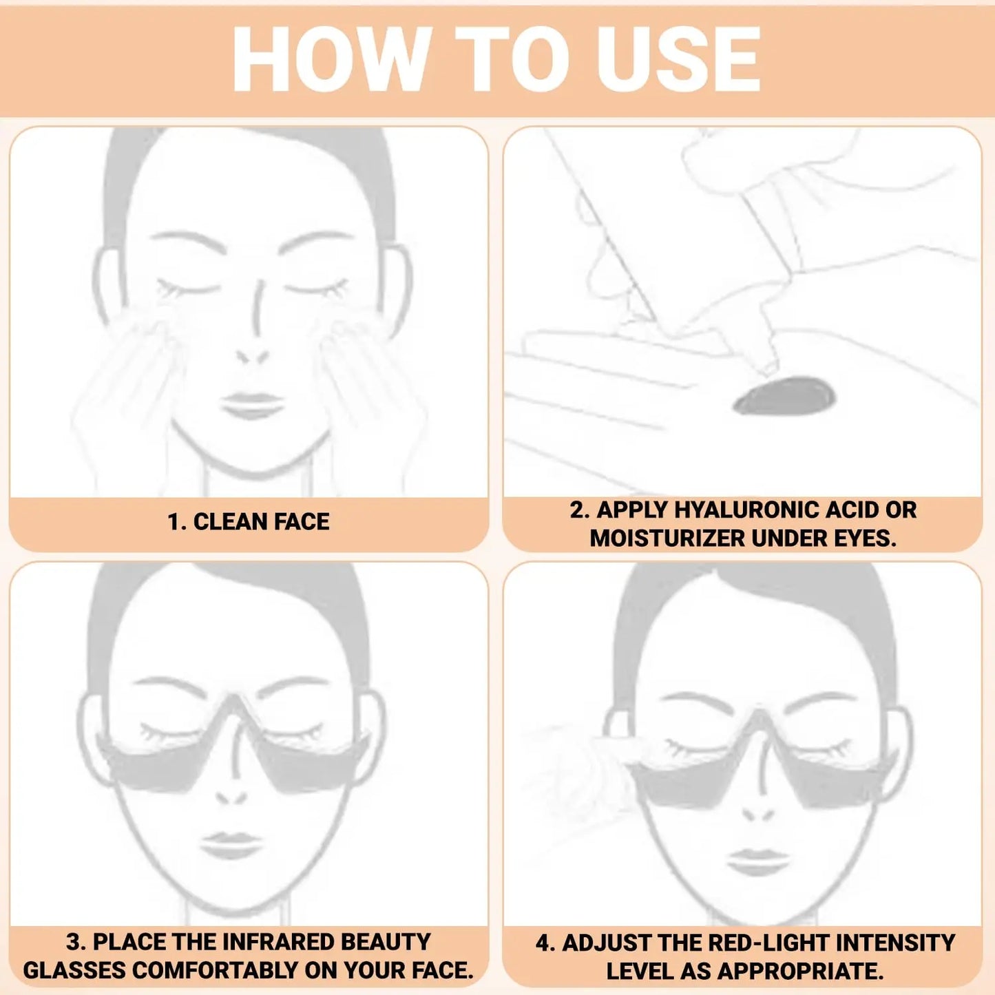 EMS Microcurrent Eye Massager Red Light Therapy Glasses for Dark Circles under Eye Bags anti Aging Brightening Glasses