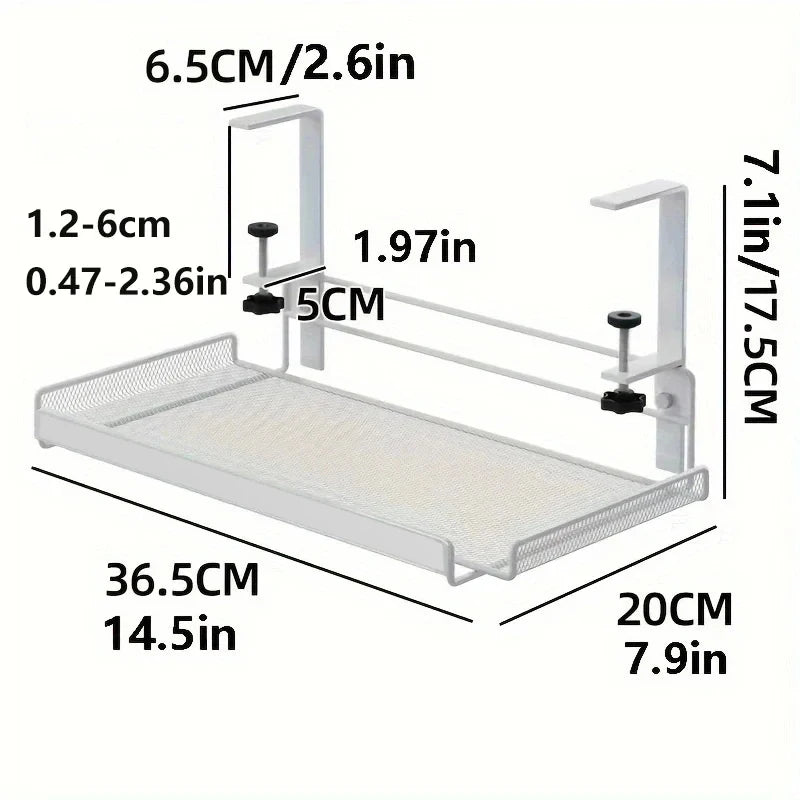 White Under Desk Cable Management Tray No Drill Steel Desk Cable Organizers Wire Management Tray Cable Management Rack