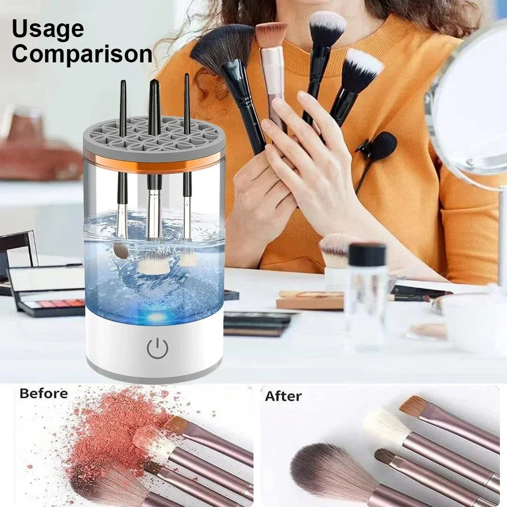 BrushiClean™ showing before-and-after brush cleaning