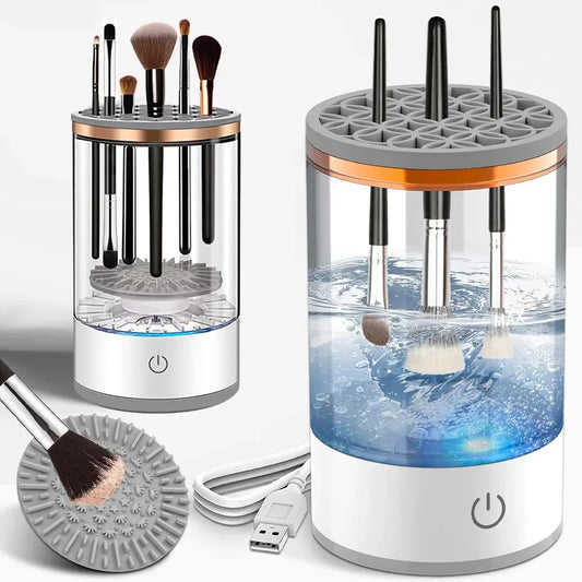 BrushiClean™ makeup brush cleaning device in use