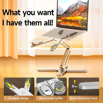 Laptop Stand with 360 Rotating Base Computer Notebook Laptop Riser Metal Holder for Desk Collaborative Work Fits All Macbook.