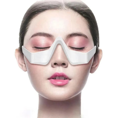 Woman wearing EyeLume™ Red Light Eye Massager glasses 06