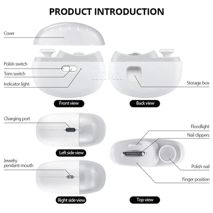 Product information of 2In1 Wireless Nail Clipper Grinding for Adult Child Nail Grinder Polish Trimmer Machine Portable Finger Toe Nails Cutter Tool