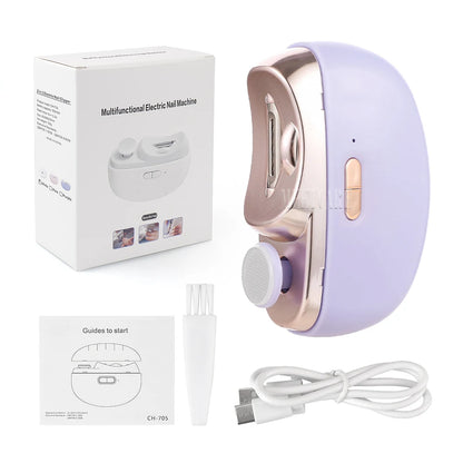 Purple color 2In1 Wireless Nail Clipper Grinding for Adult Child Nail Grinder Polish Trimmer Machine Portable Finger Toe Nails Cutter Tool
