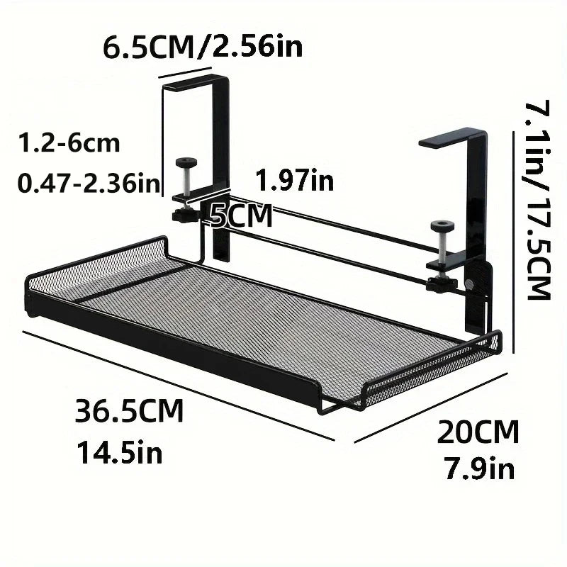 Black Under Desk Cable Management Tray No Drill Steel Desk Cable Organizers Wire Management Tray Cable Management Rack
