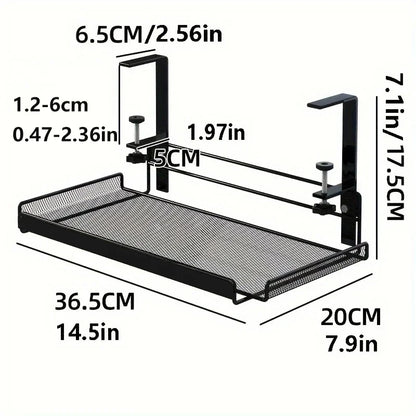 Black Under Desk Cable Management Tray No Drill Steel Desk Cable Organizers Wire Management Tray Cable Management Rack