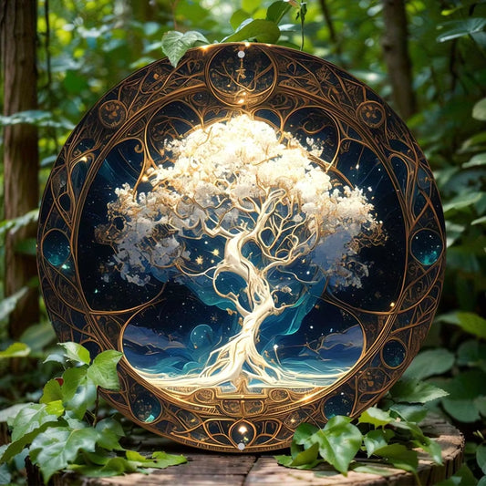 Tree of Life mandala vintage metal wall sign